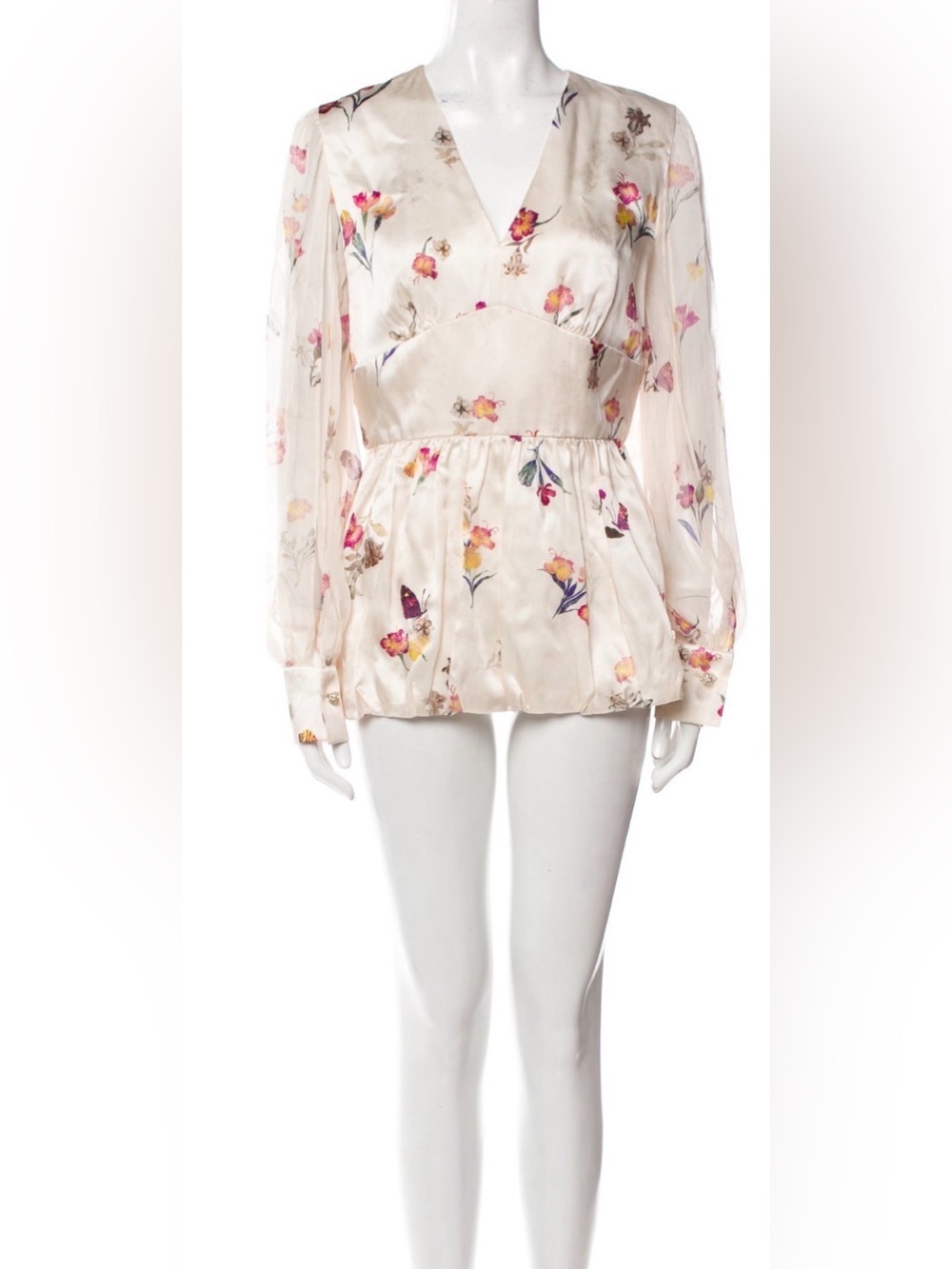 MaxMara Cream Floral V-Neck Romper